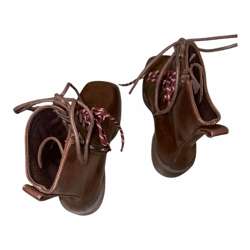 ✨Charles & Keith Logan Double-Lace Calf Sz 36 Boots - Dark Brown✨ - Picture 9 of 11